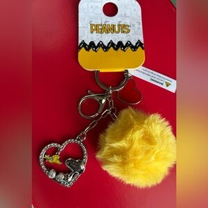 Peanuts Yellow Fluffy Pom Pom Key Holder